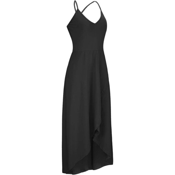 🆕Women Black Floral Cotton V Neck Sleeveless Sundress Beach Casual Vacation - Picture 3 of 6